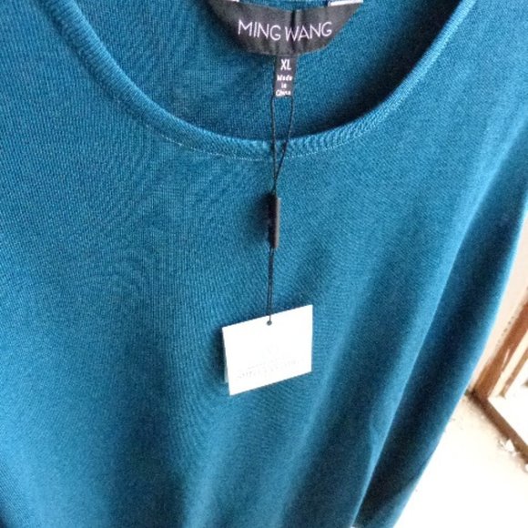 DEEP Ming Wang XL Jade Blue Green Tank Sleeveless Top NWT Peacock Jewel Tone